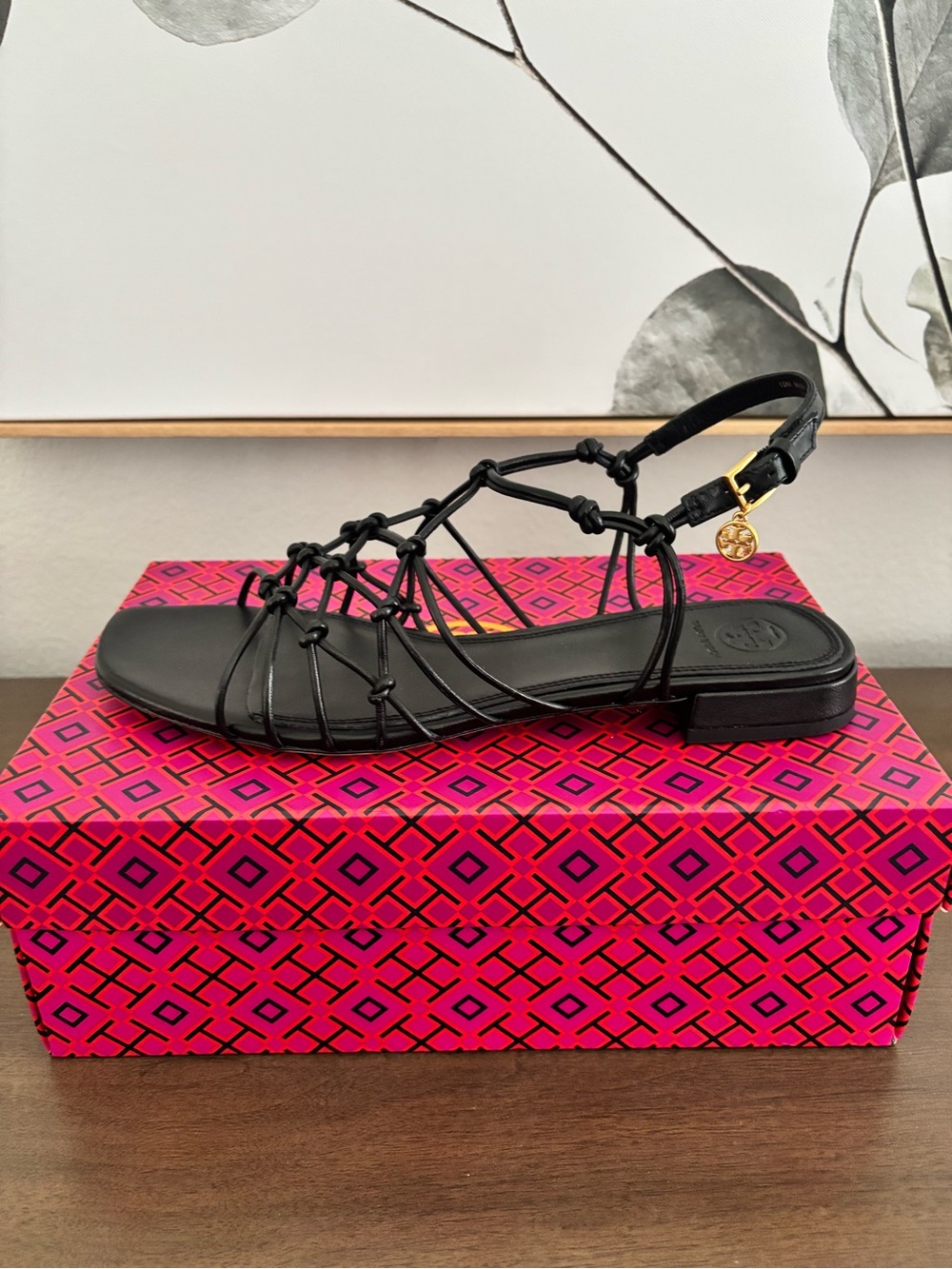 Tory Burch Black Knotted Leather Slingback Sandals - Picture 6 of 8